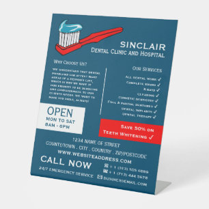 Signe De Table Brosse à dents et dentifrice, dentisterie, advert 