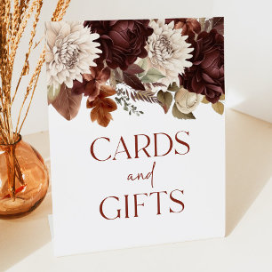 Signe De Table Brown Bourgogne Floral Cartes et cadeaux