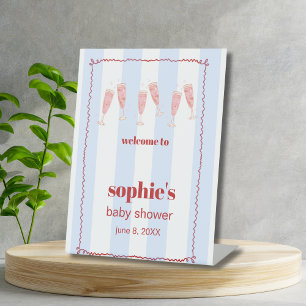 Signe De Table Brunch & Bubbly Rouge et Bleu Affiche de bienvenue