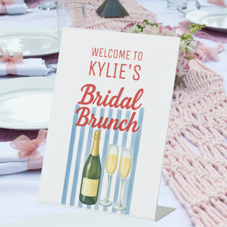 Signe De Table Brunch nuptial tendance bleu et rouge