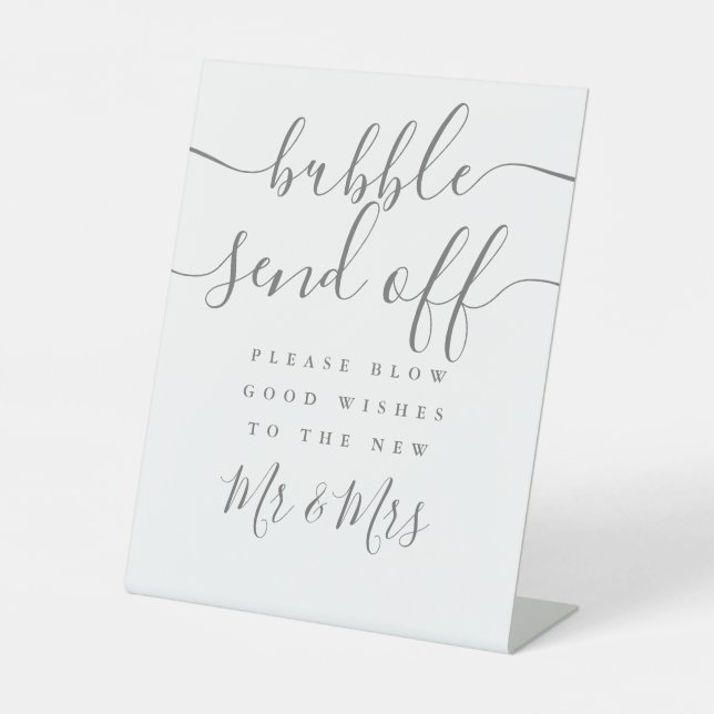 Signe De Table Bubble Envoyer Hors Chic Gris Script (Recto)