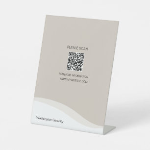 Signe De Table Bureau à code QR polyvalent Haut Signal tan