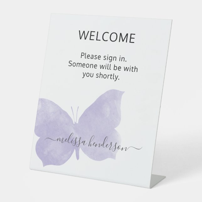 Signe De Table Bureau d'accueil des papillons violets professionn (Recto)
