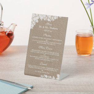 Signe De Table Burlap Rustique et collection Vintage de dentelle 