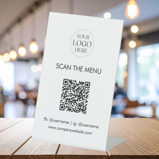 Signe De Table Business Logo Menu QR Code Modern Minimalist (In situ)