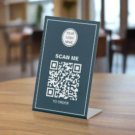 Signe De Table Business Logo QR Code Restaurant Café Commander