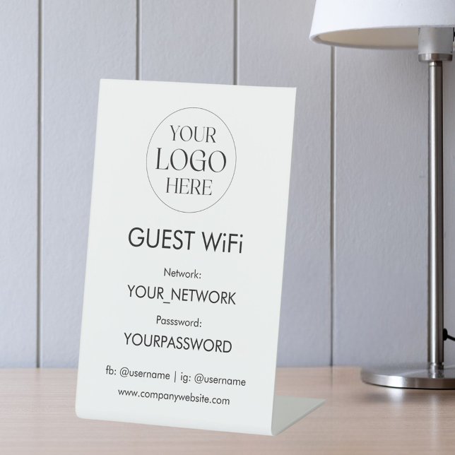 Signe De Table Business Logo Wifi Network Password Simple Modern (In situ)