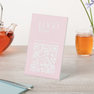 Signe De Table Business QR Code Logo Modern Minimal Simple Menu