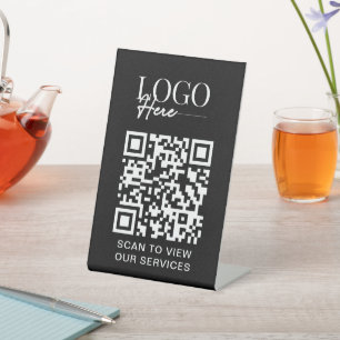 Signe De Table Business QR Code Logo Moderne Simple Salon Spa