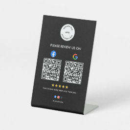 Signe De Table Business Social Review Pedestal Sign with Qr Code