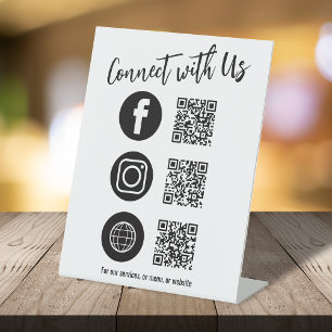 Signe De Table Business Tablett QR Code Simple Social Media