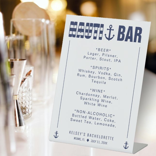 Signe De Table Buvons Nauti Bachelorette Party Bar Boissons (Let's Get Nauti Bachelorette Party Bar Drinks Pedestal Sign
)