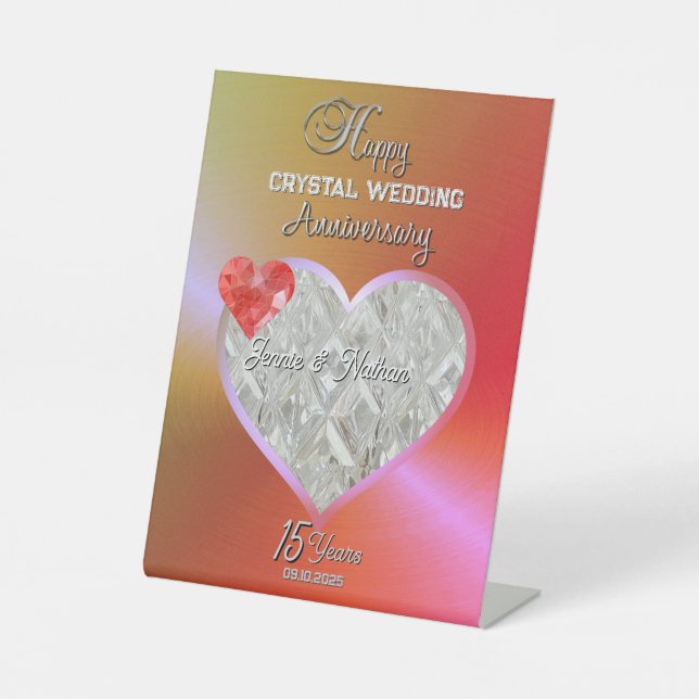 Signe De Table Cadeau personnalisé du 15e anniversaire du Mariage (Recto)
