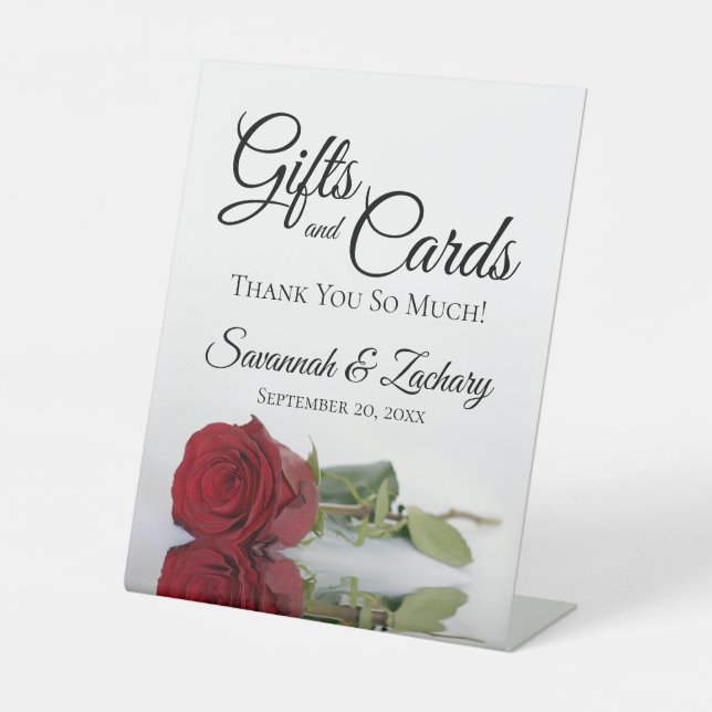 Signe De Table Cadeaux & Cartes Elégant Merci Rose Rouge (Recto)