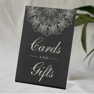 Signe De Table Cadeaux et Cartes de Mariage Bohème Indien Noir Él