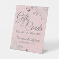 Cadeaux et cartes de mariage Lacy Silver sur rose