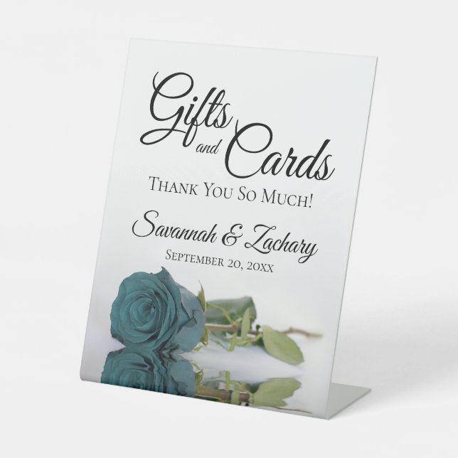 Signe De Table Cadeaux et cartes Elégant Merci Rose Turquoise (Recto)