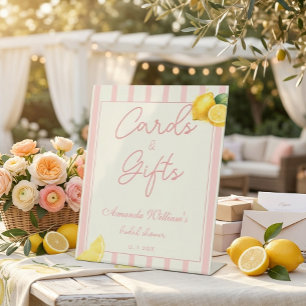 Signe De Table Cadeaux et Cartes Rayures Pêche Citron Réception d