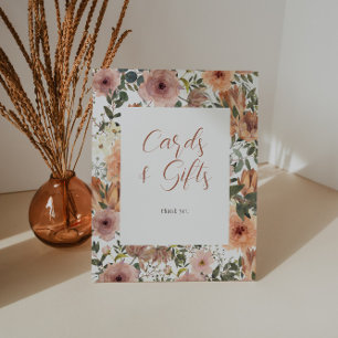 Signe De Table Cadeaux Rose et cartes florales orange brûlées