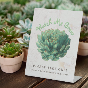 Signe De Table Cadeaux succulents pour une Baby Shower Regarde-mo