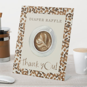 Signe De Table Café Baby shower Merci Déchets Raffin 