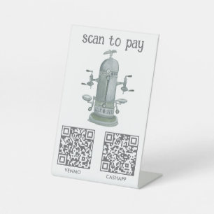 Signe De Table Café SCANNER POUR PAYER QR Vintage Espresso Aquare