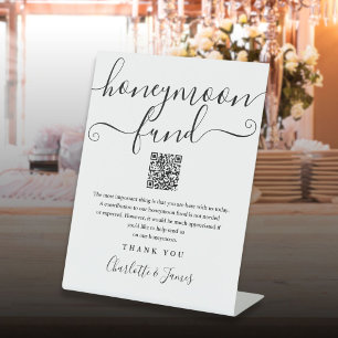 Signe De Table Caisse de lune de miel en noir et blanc Code QR