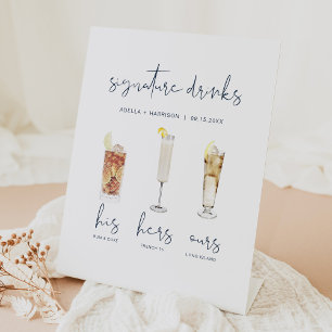 Signe De Table CAITLIN Moderne Aquarelle Cocktail Signature Boire