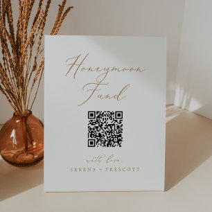 Signe De Table Calcul Or Delicate Code QR Honeymoon Fund