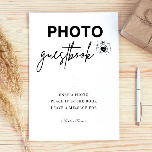 Signe De Table Calligraphie Élégant Mariage Photo Livre d'or