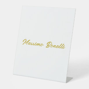 Signe De Table Calligraphie Élégant Or Blanc Simple Nom