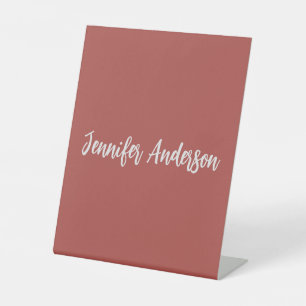 Signe De Table Calligraphie Élégante brique personnalisée Rouge
