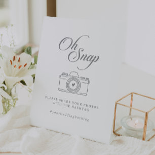 Signe De Table Calligraphie Élégante Oh Snap Mariage Hashtag Clas