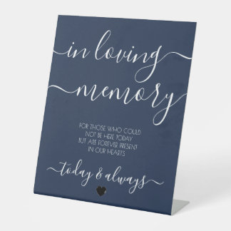 Signe De Table Calligraphie Mémorielle Bleu Marine Personnalisée