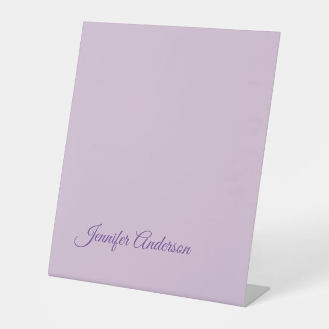 Signe De Table Calligraphie Pastel Thistle Rose Nom personnalisé (Recto)