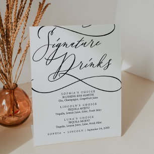 Signe De Table Calligraphie romantique Mariage Bar Signature Bois