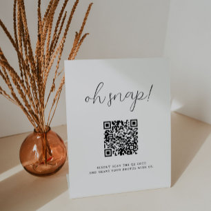 Signe De Table Calligraphie rustique Oh Snap QR Code Mariage