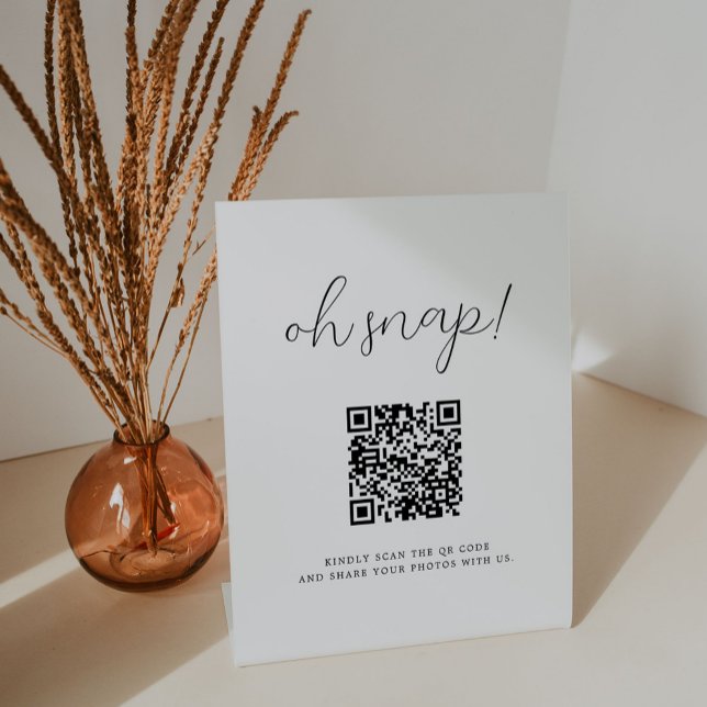 Signe De Table Calligraphie rustique Oh Snap QR Code Mariage (Créateur téléchargé)
