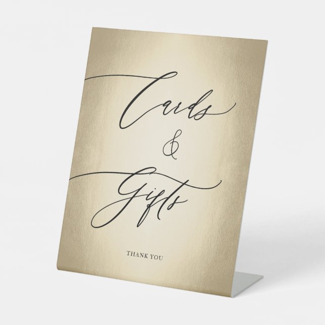 Signe De Table Calligraphie Script Gold Cartes & Cadeaux Mariage (Recto)