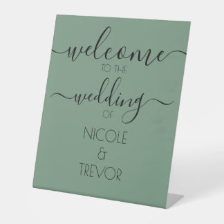 Signe De Table Calligraphie verte personnalisée pour mariage de b