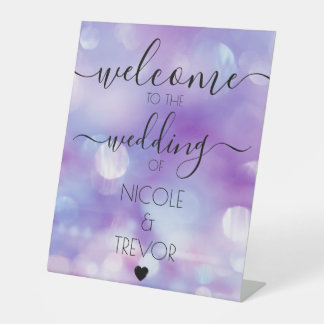 Signe De Table Calligraphie violet éthérée personnalisée pour mar