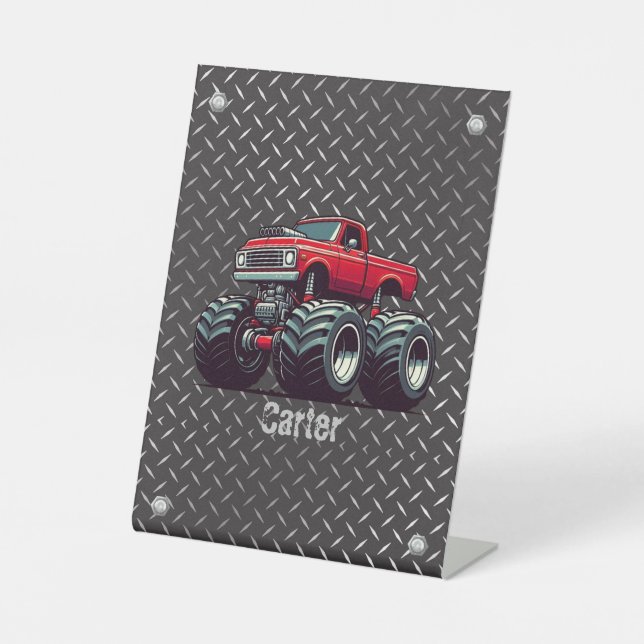 Signe De Table Camion monstre rouge (Recto)