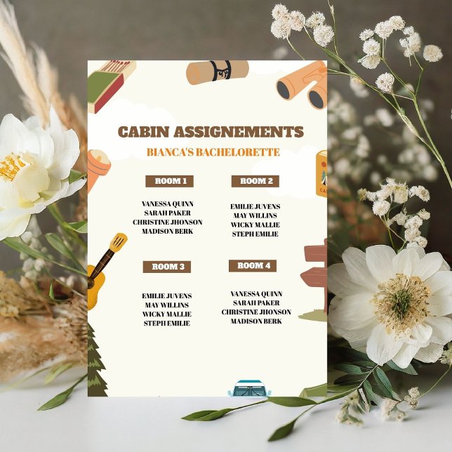 Signe De Table Camping Bachelorette Cabine affectation IPgn (Créateur téléchargé)