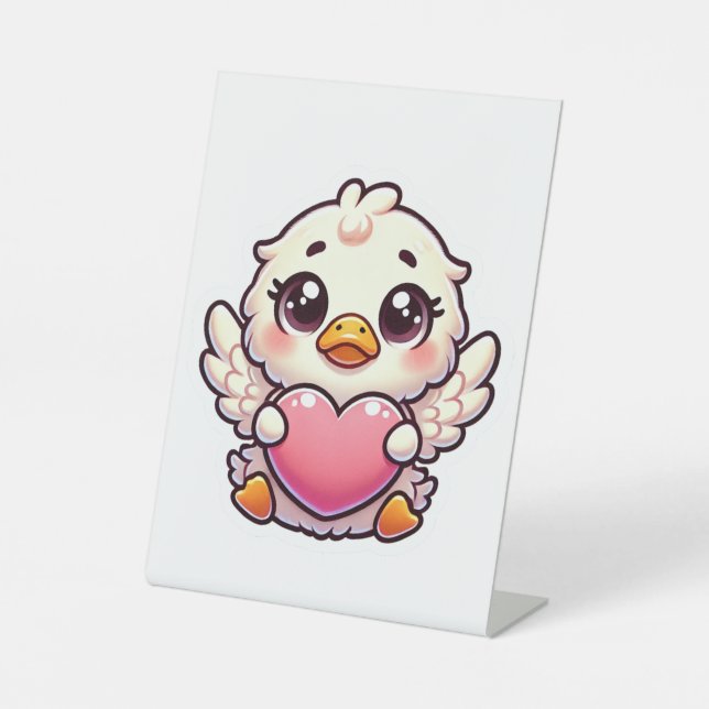 Signe De Table Canard aile adorable avec coeur d'amour (Recto)