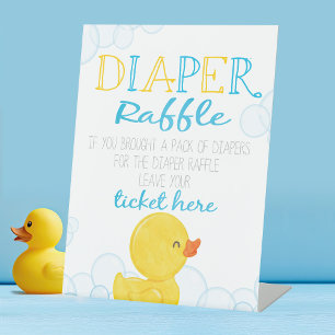 Signe De Table Caoutchouc Duck DIaper Baby shower Raffle