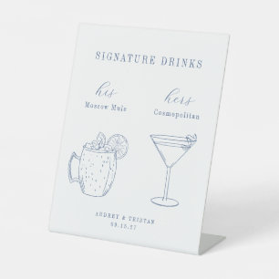 Signe De Table CAPE COD Mariage Bleu Côtier Signature Boissons