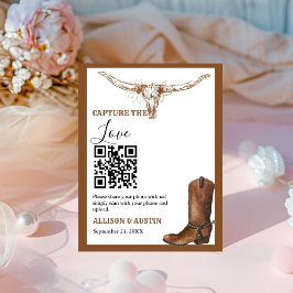 Signe De Table Capture amour QR code Western cowboy bottes mariag