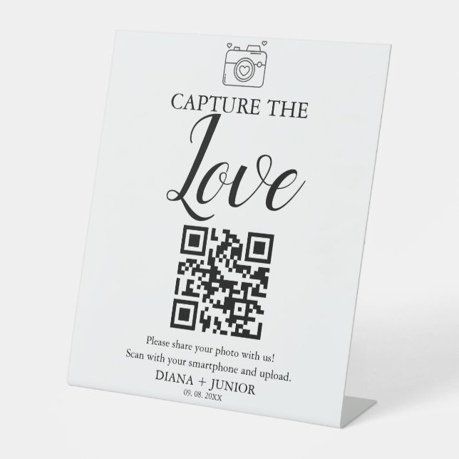 Signe De Table Capture moderne Le code QR Love Mariage Signal (Recto)