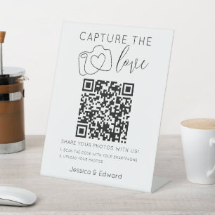 Signe De Table Capturez L'Amour Qr Code Black Chic Mariage modern