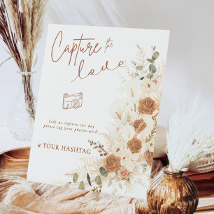 Signe De Table Capturez le hashtag Mariage Love Terracotta QR